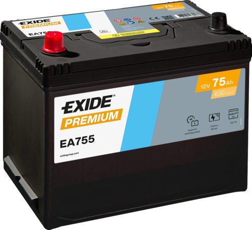 Exide Premium 75Ah 630A Bal+ Akkumulátor (EA755)