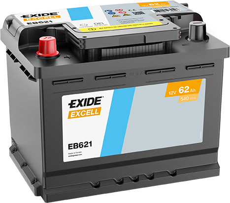 Exide Excell 62Ah 540A Bal+ Akkumulátor (EB621)