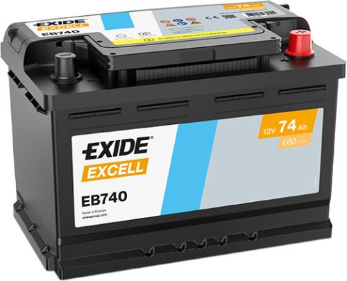 Exide Excell 74Ah 680A Jobb+ Akkumulátor (EB740)