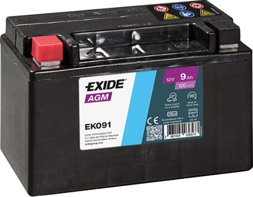 Exide AGM 9Ah 120A Bal+ Akkumulátor (EK091)