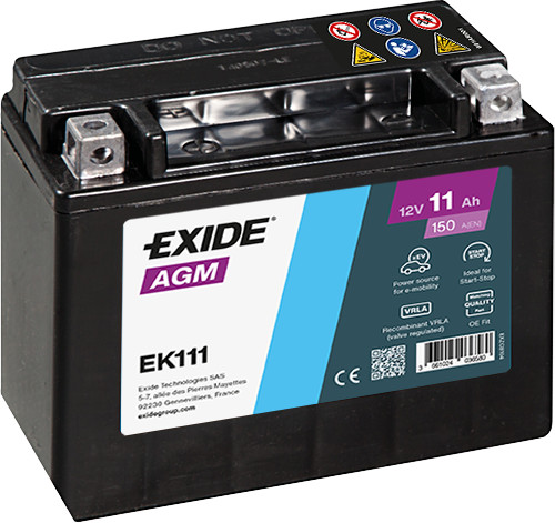 Exide AGM 11Ah 150A Bal+ Akkumulátor (EK111)
