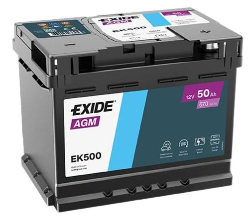 Exide AGM 50Ah 570A Jobb+ Akkumulátor (EK500)