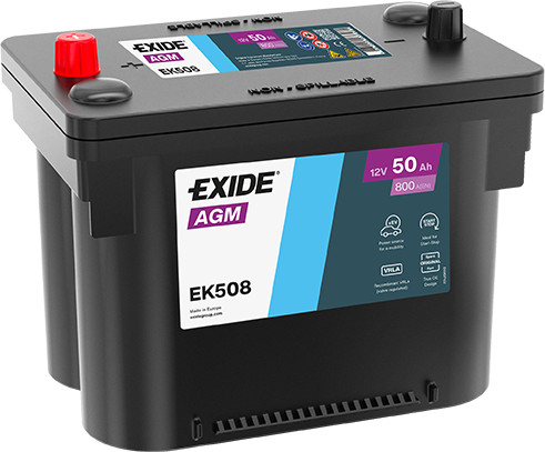 Exide AGM 50Ah 800A Közép sarus Akkumulátor (EK508)