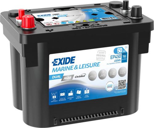 Exide Dual AGM 50Ah 750A Közép sarus Akkumulátor (EP450)