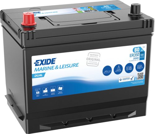 Exide Dual Flooded 80Ah 510A Bal+ Akkumulátor (ER350)