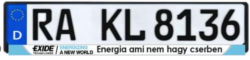 Exide rendszámtábla keret