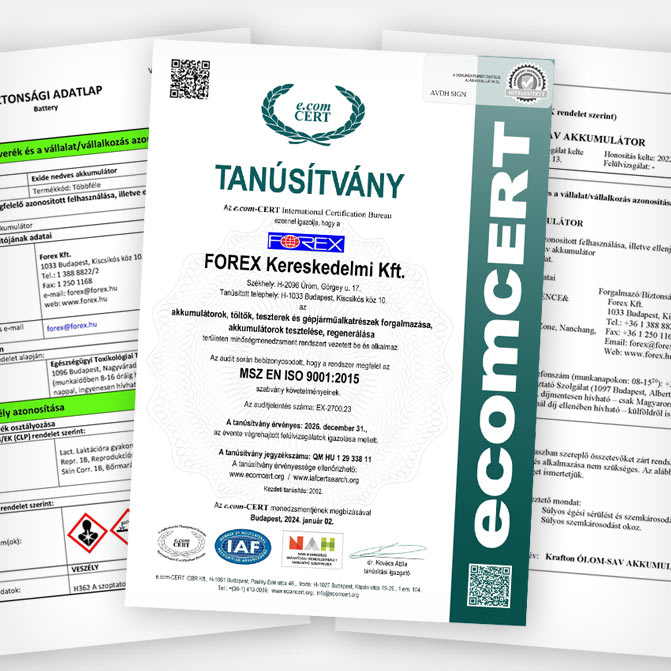 ISO tanúsítványok